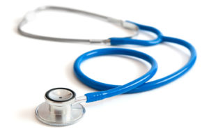 blue and silver stethoscope